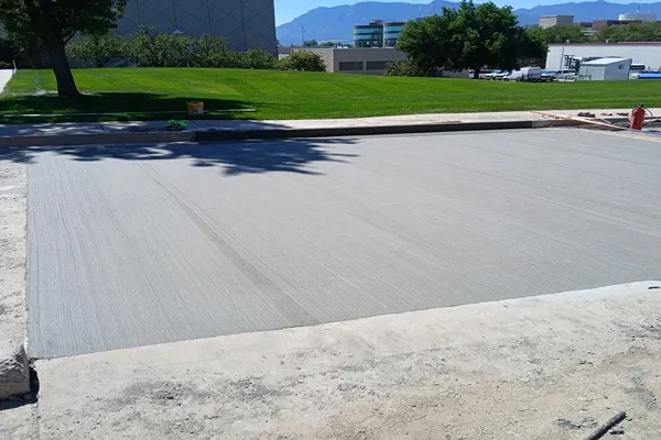 Large broom-finished concrete pad with mountain views in Colorado Springs