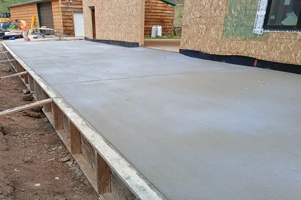 Large formed concrete slab at a new build in the Woodland Park and Divide area