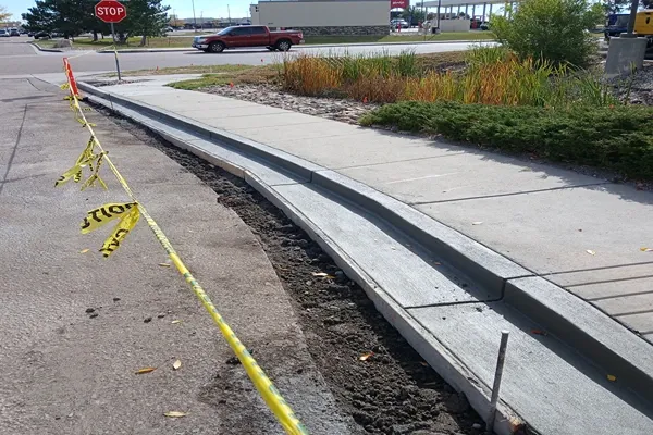 Replaced concrete sidewalk and curb along a commercial road in Colorado Springs