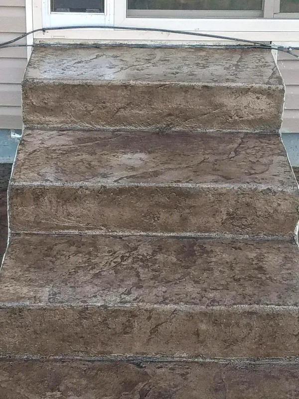 Textured concrete overlay on entry steps in Colorado Springs